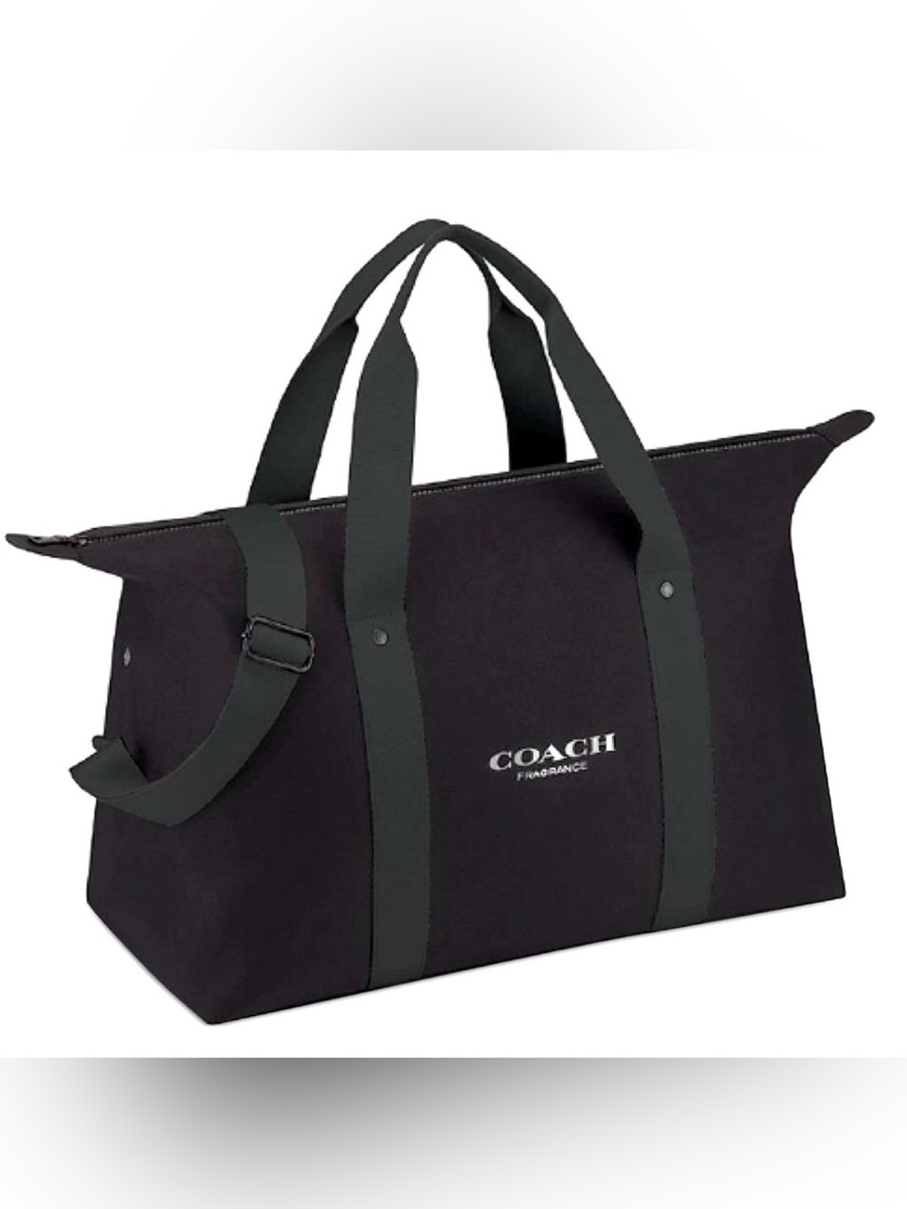 Coach Fragrance Unisex Expandable Black Canvas Duffel with Logo